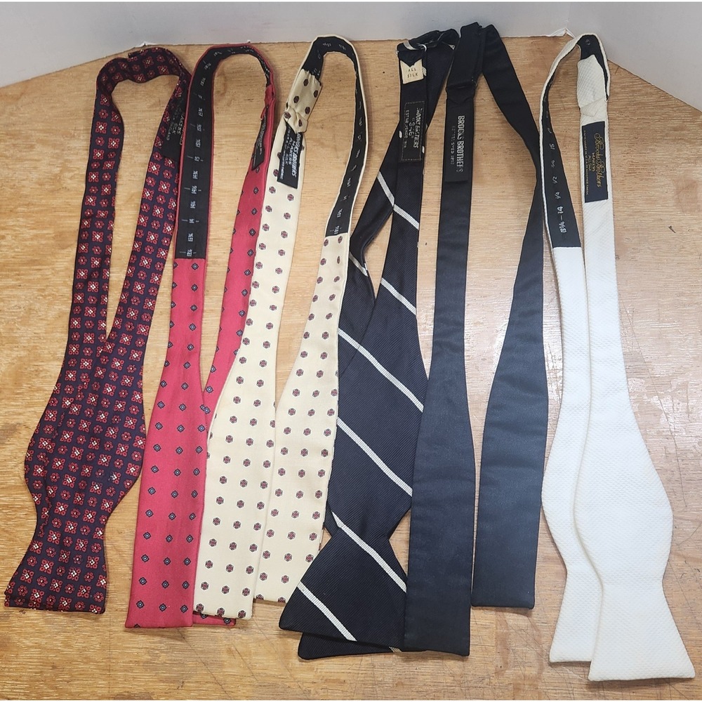 VTG Brooks Brothers Mens Silk Bow Tie Lot of 6 Makers , 346 see pics